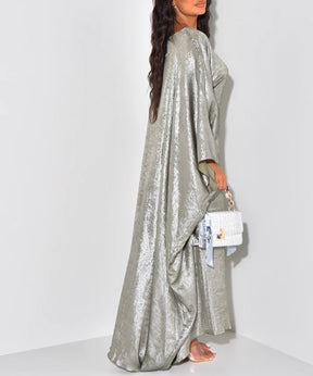 Metallic butterfly abaya